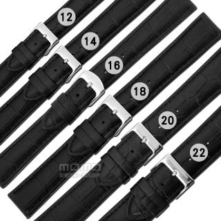 【Watchband】12.14.16.18.20.22mm / 各品牌通用 替用 柔軟 壓紋真皮錶帶(黑色)