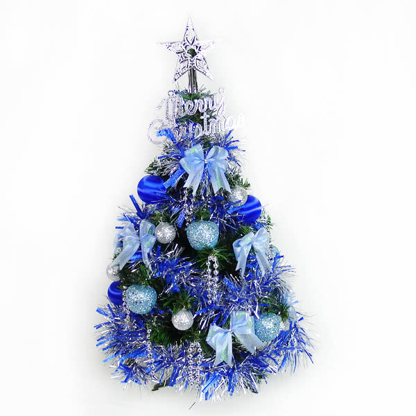 【聖誕裝飾品特賣】台灣製可愛2尺/2呎(60cm經典裝飾聖誕樹藍銀色系裝飾)