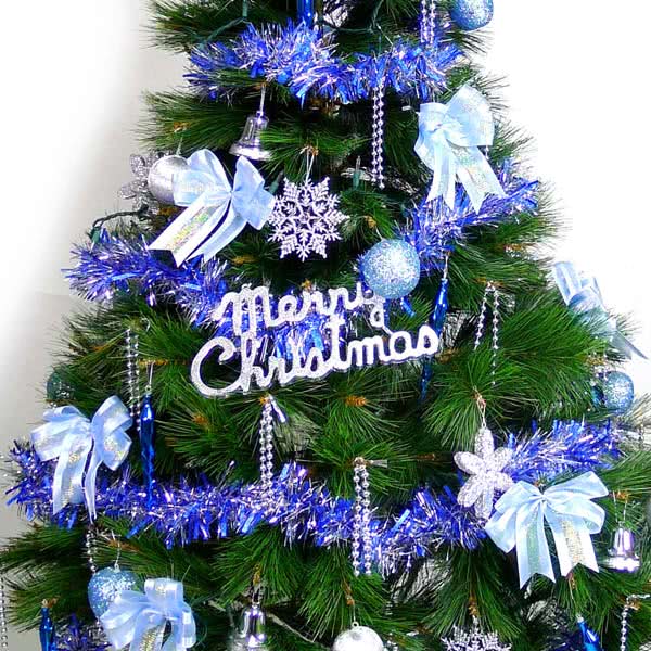 【聖誕裝飾特賣】台灣製7尺/7呎(210cm特級綠松針葉聖誕樹+藍銀色系配件（不含燈)