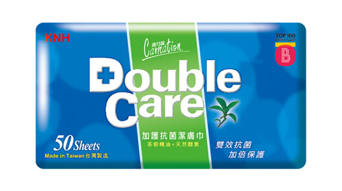 【康乃馨】Double Care 抗菌濕巾50片 整箱(50片/包；12包/箱)