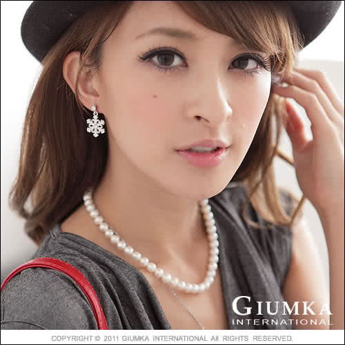 【GIUMKA】片片雪花甜美淑女款耳針式耳環 精鍍正白K 白鋯   MF00260-1(銀色)