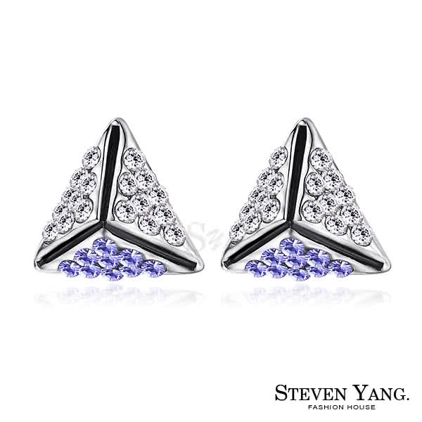 【STEVEN YANG】正白K飾「幸福時光」耳針式耳環 KG4078(紫水晶)