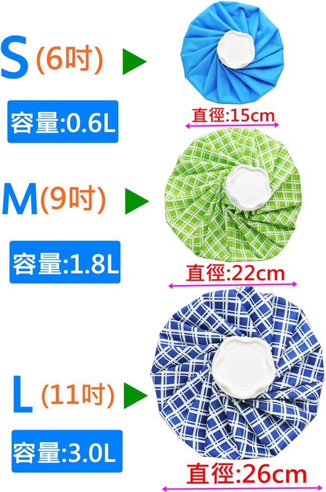 【*可立敷】冷熱兩用敷袋S-6吋x3入/熱水袋/冰袋/冰水袋(小熊+藍格+綠格)