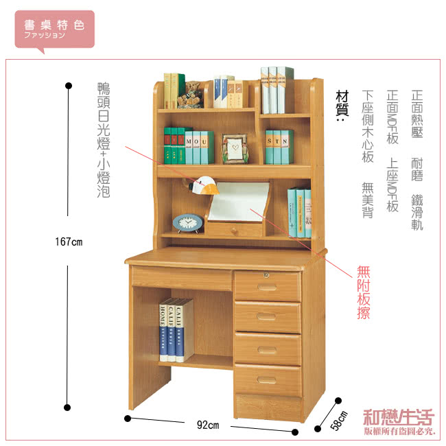 【優利亞-路易絲多功能】3尺書桌全組(2色)