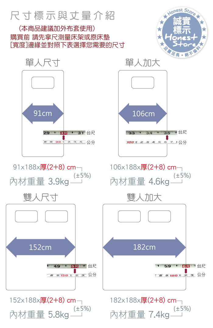 【House Door】日本大和防蹣抗菌10cm竹炭高彈力記憶床墊(單人)