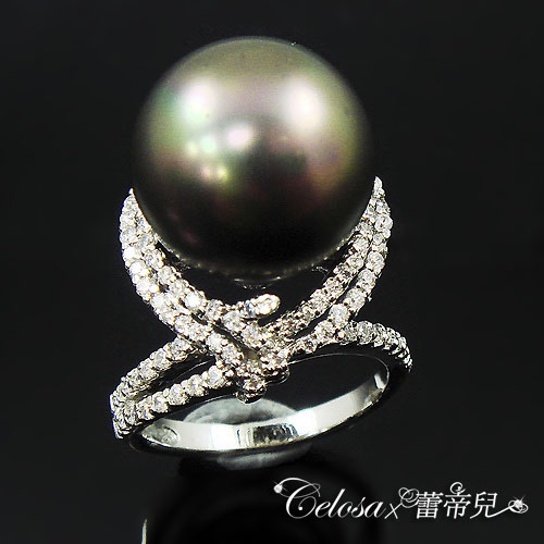 【蕾帝兒珠寶】-寵愛黑色深海貝殼珍珠戒指