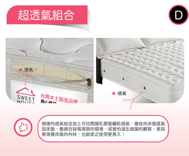 【甜美家】連結式900顆加厚乳膠Q床墊(雙人5尺-贈高級舒柔枕X2)