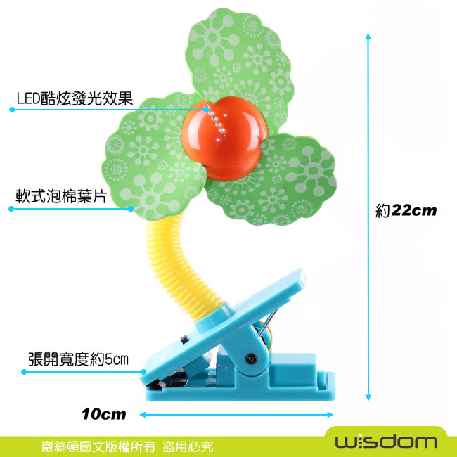 【Lucky Baby】可夾式LED安全電風扇(愛心粉)
