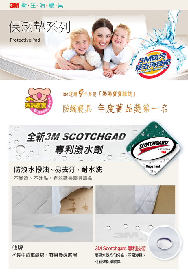 【3M】新一代Scotchgard防潑水易去汙保潔墊(雙人加大平單式 / 6x6.2尺)
