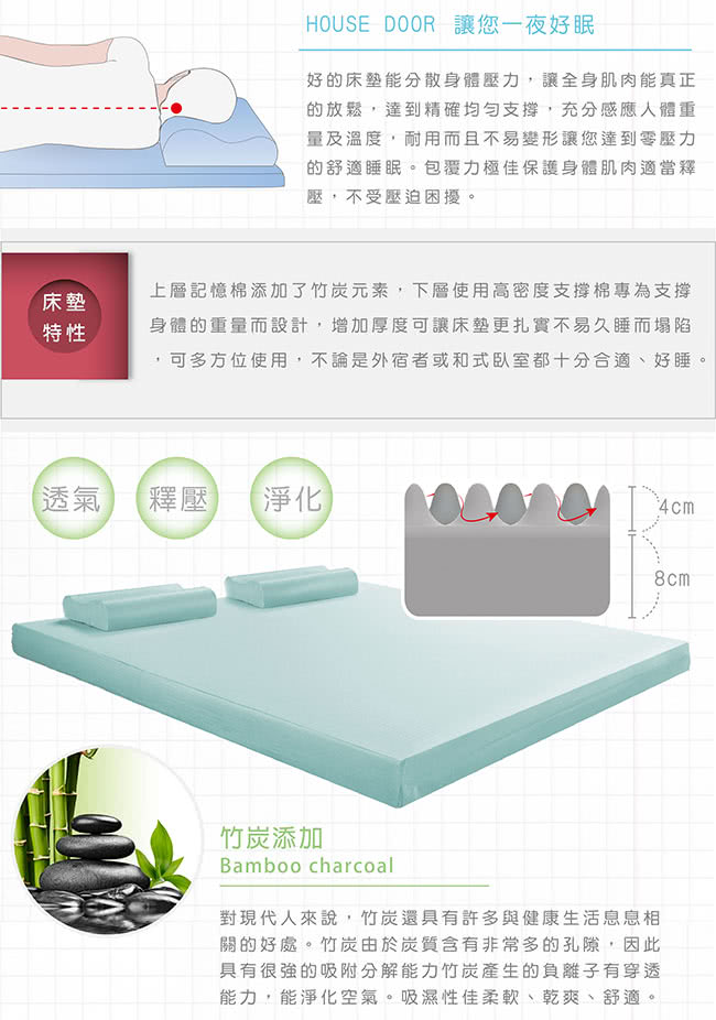 【House Door】日本防蹣抗菌頂級規格12cm厚實波浪記憶床墊(雙人加大6尺)