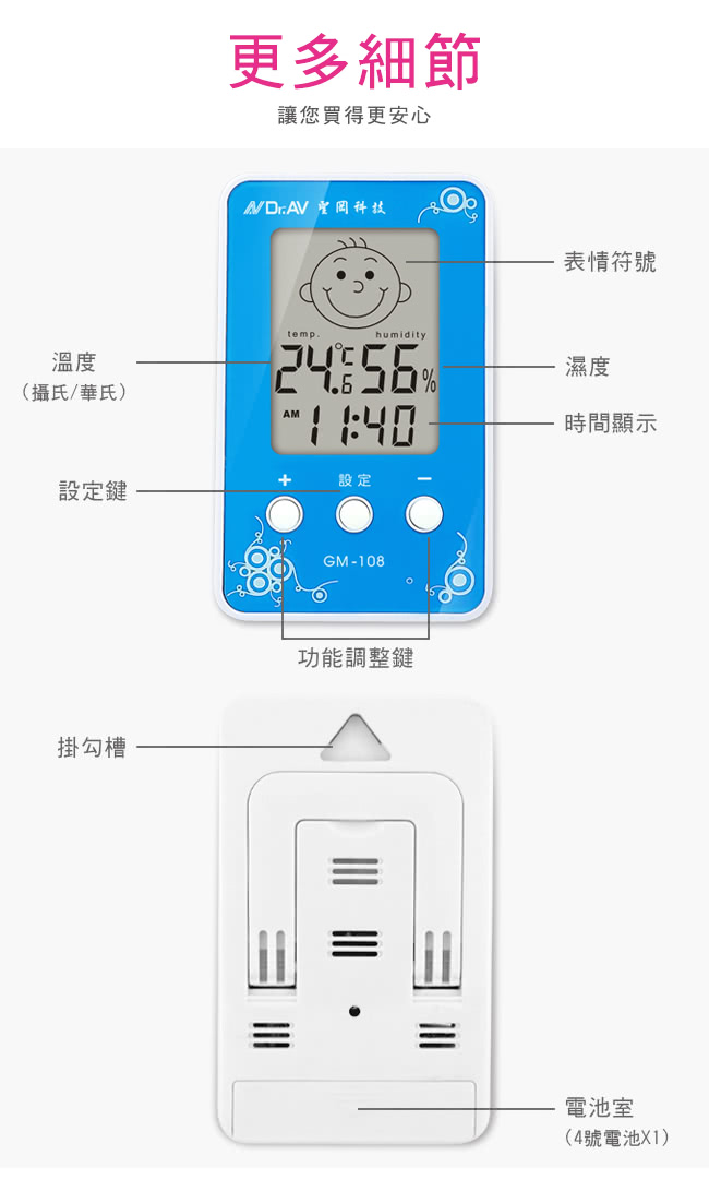 【Dr.AV】三合一智能液晶 溫濕度計(GM-108)