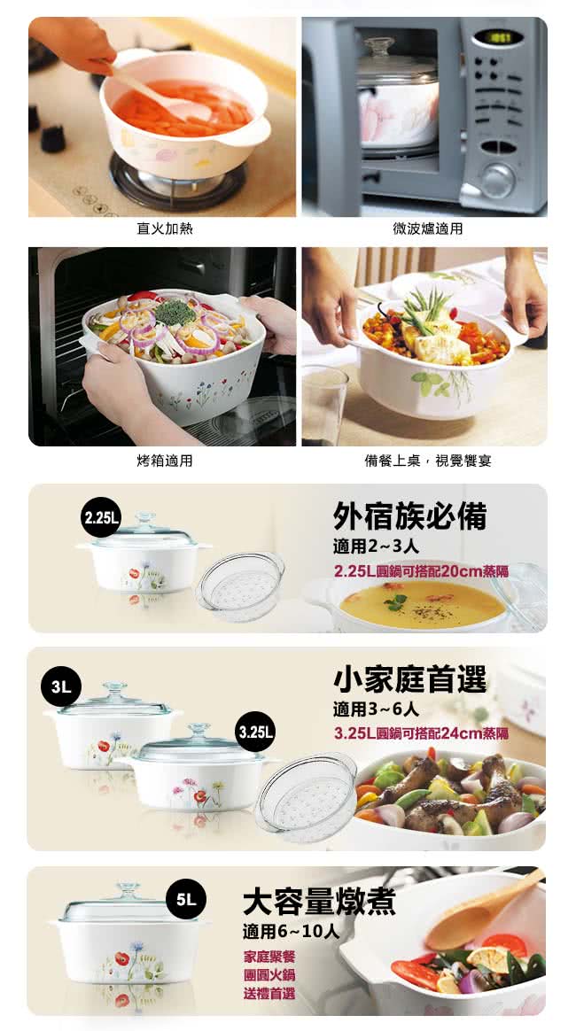 【美國康寧 Corningware】5L方型康寧鍋-花漾彩繪