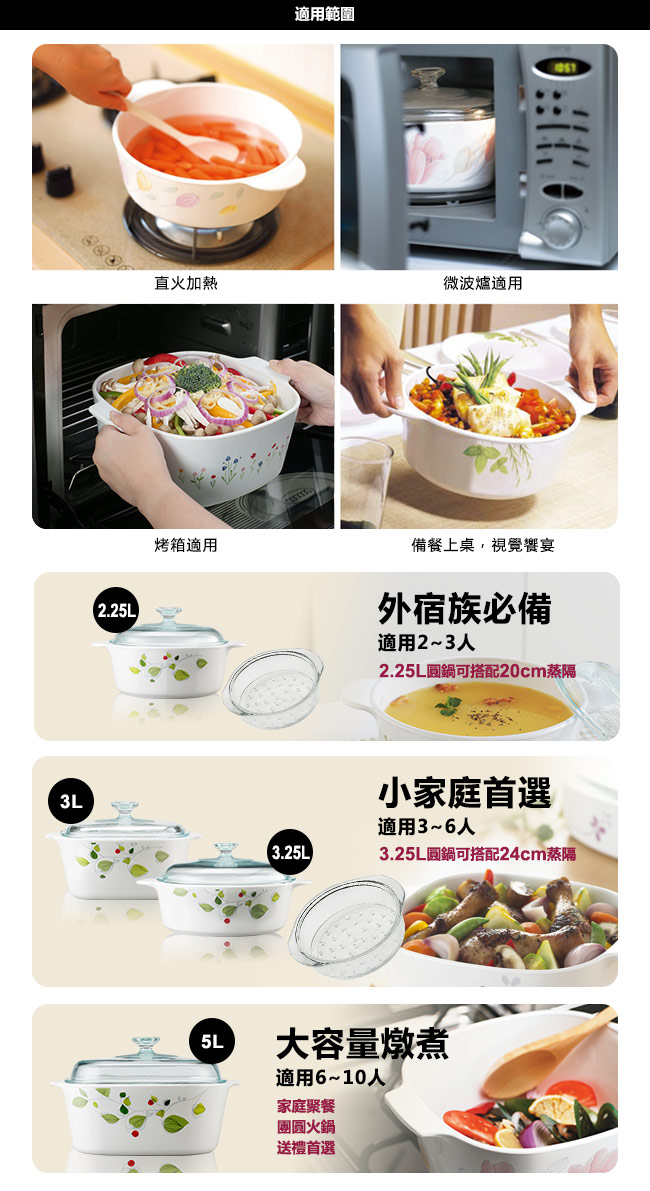 【美國康寧 Corningware】3L方形康寧鍋-綠野微風