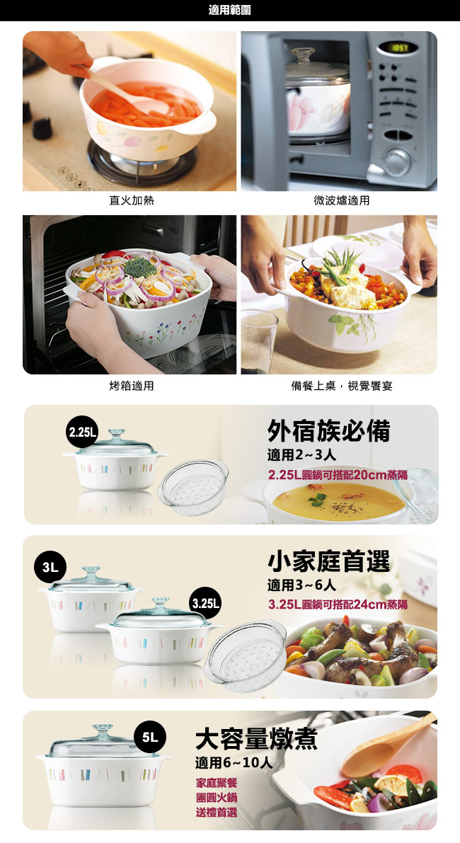 【美國康寧 Corningware】3.2L圓型康寧鍋-自由彩繪