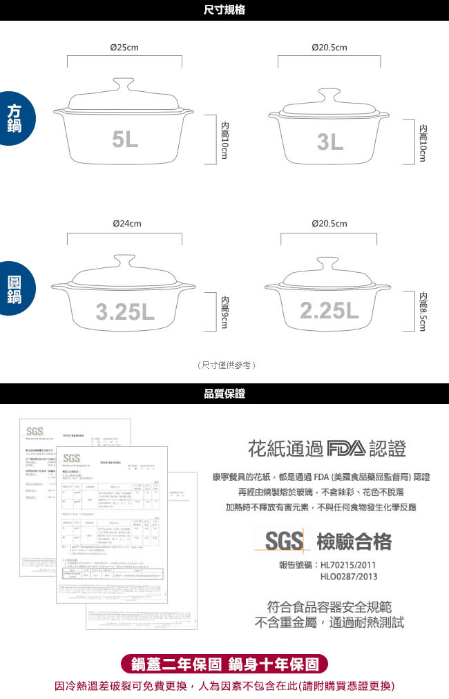 【美國康寧 Corningware】5L方型康寧鍋-丹麥童話