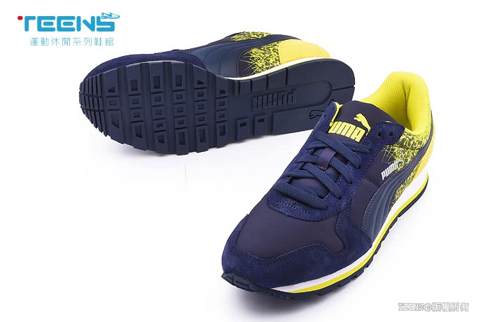 【PUMA】男款ST Runner FR 輕量運動鞋(359356-03-藍黃)
