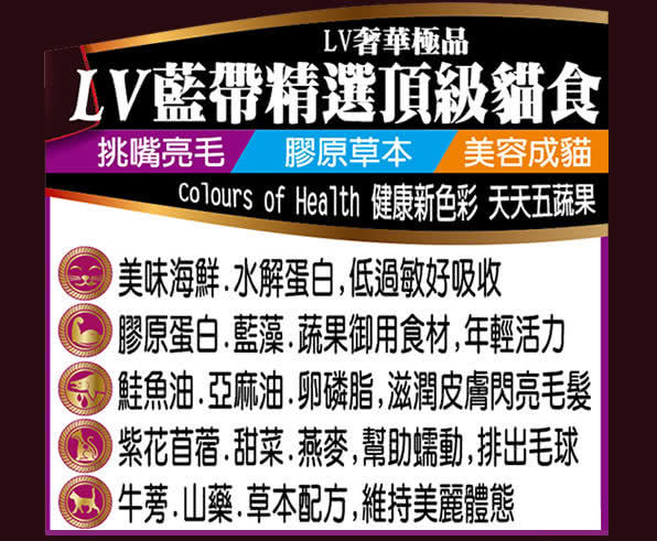 【LV藍帶精選】化毛成貓1.5kg+美容成貓1.36kg(2包促銷組)