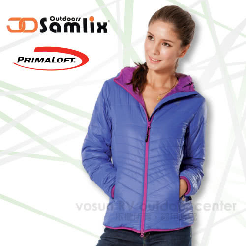 【山力士 SAMLIX】女 Primaloft 輕量保暖外套.休閒外套.雪衣.防風防潑(藍紫 36813)