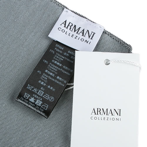 【ARMANI COLLEZIONI】斜線字母大LOGO絲質披肩圍巾(灰色)