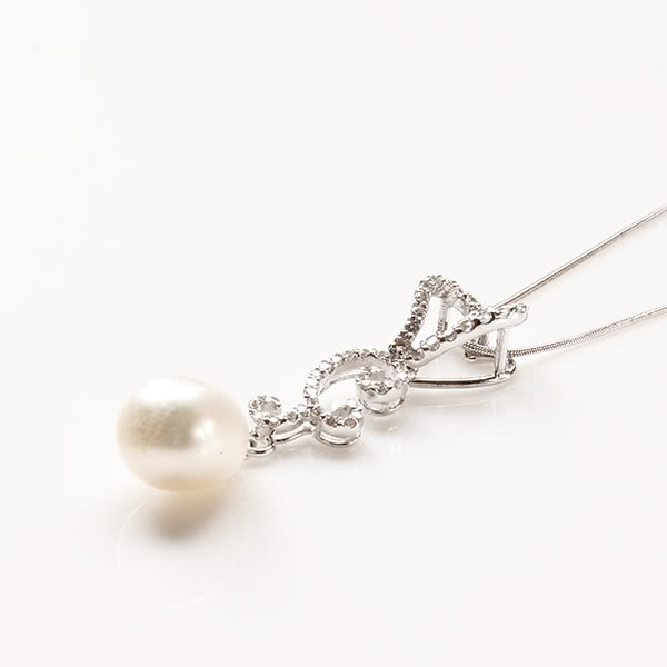 【寶石方塊】繁花似錦天然珍珠項鍊-925銀飾