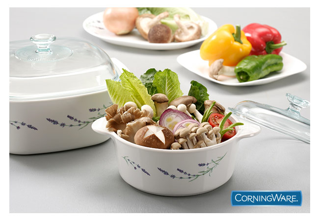 【美國康寧 Corningware】2.25L圓形康寧鍋-薰衣草園