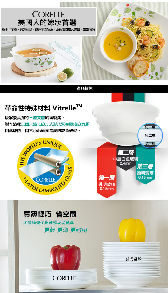 【美國康寧 CORELLE】1000ml湯碗-綠野微風(432)