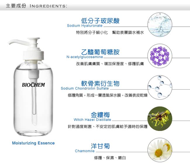 【雅聞倍優BIOCHEM】BC玻尿酸精華液(250ml)