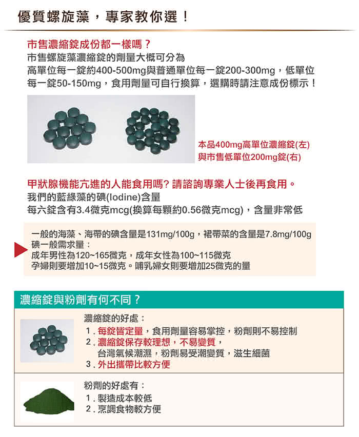 【赫而司】美國ONS高單位螺旋藻/藍綠藻錠(400mg/500錠/罐)