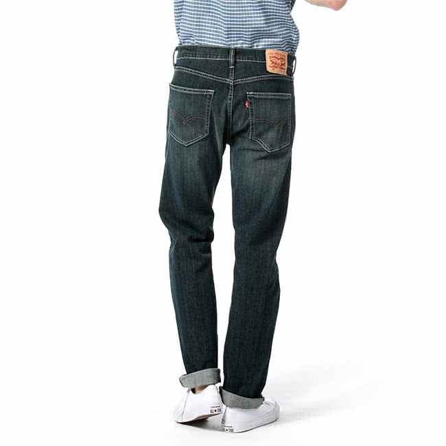 【Levis】505 深藍微刷白合身直筒丹寧牛仔褲