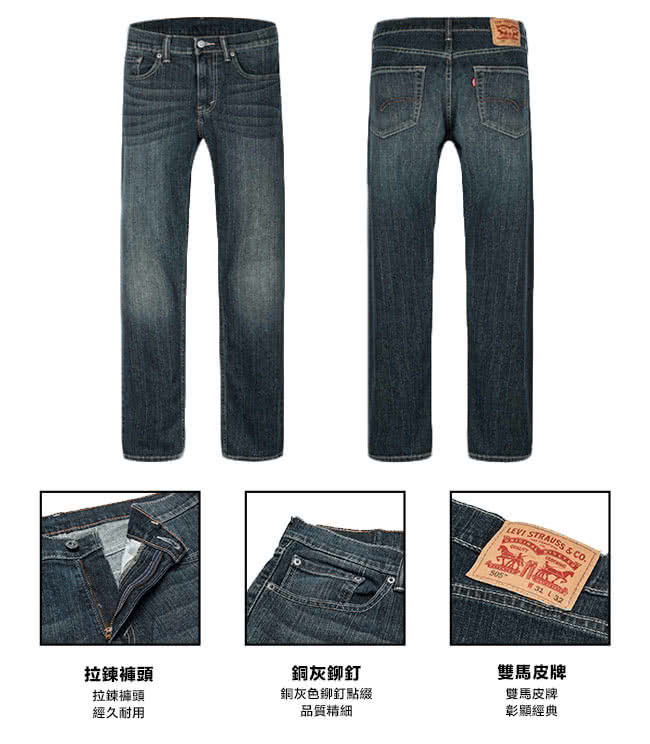 【Levis】505 深藍微刷白合身直筒丹寧牛仔褲