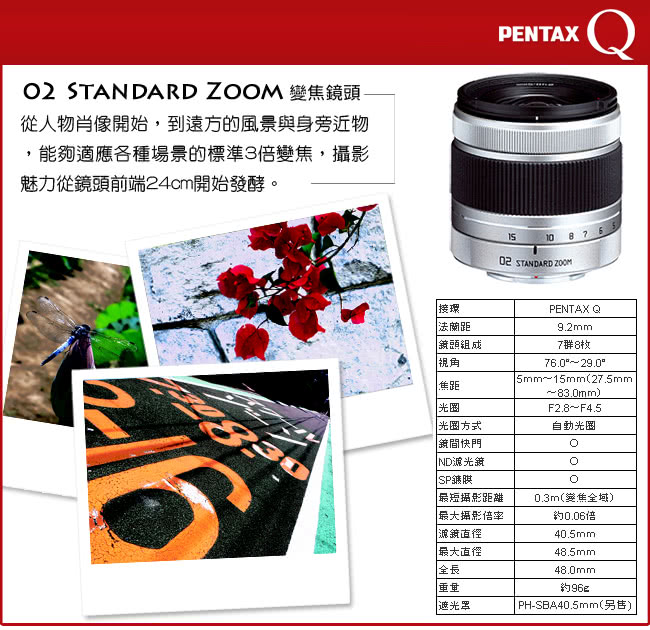 【PENTAX】Q-02 變焦鏡頭 5-15mm F2.8-4.5(公司貨)