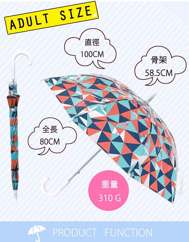 【HAPPY CLEAR UMBRELLA】PRISM 紅藍撞色(晴天 雨傘)