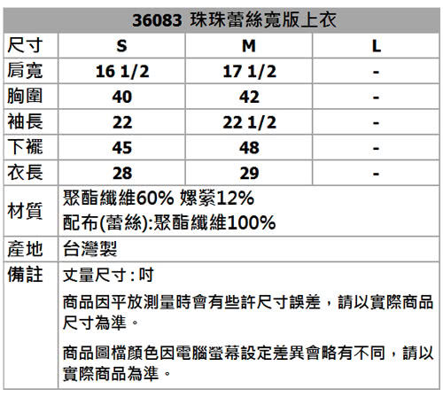 【BOBSON】女款珠珠蕾絲寬版上衣(灰36083-86)