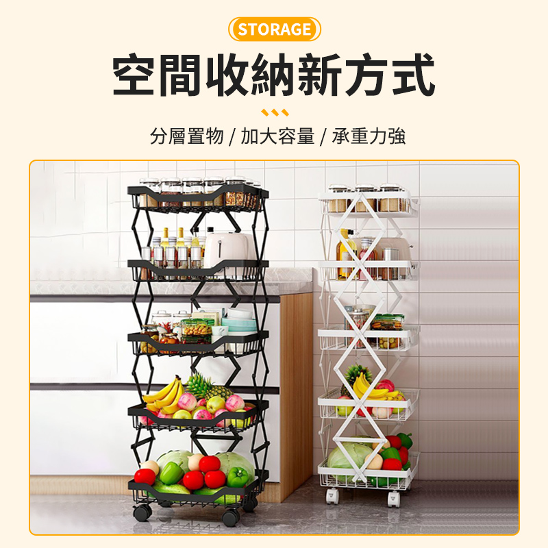 ZAIKU 宅造印象 免安裝可折疊移動小推車置物架(收納藍 ZAIKU 宅造印象 免安裝可折疊移動小推車置物架(收納藍