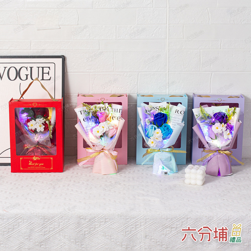 六分埔禮品 LED櫻花玫瑰香皂花禮盒-多款任選(Ins生日畢 六分埔禮品 LED櫻花玫瑰香皂花禮盒-多款任選(Ins生日畢