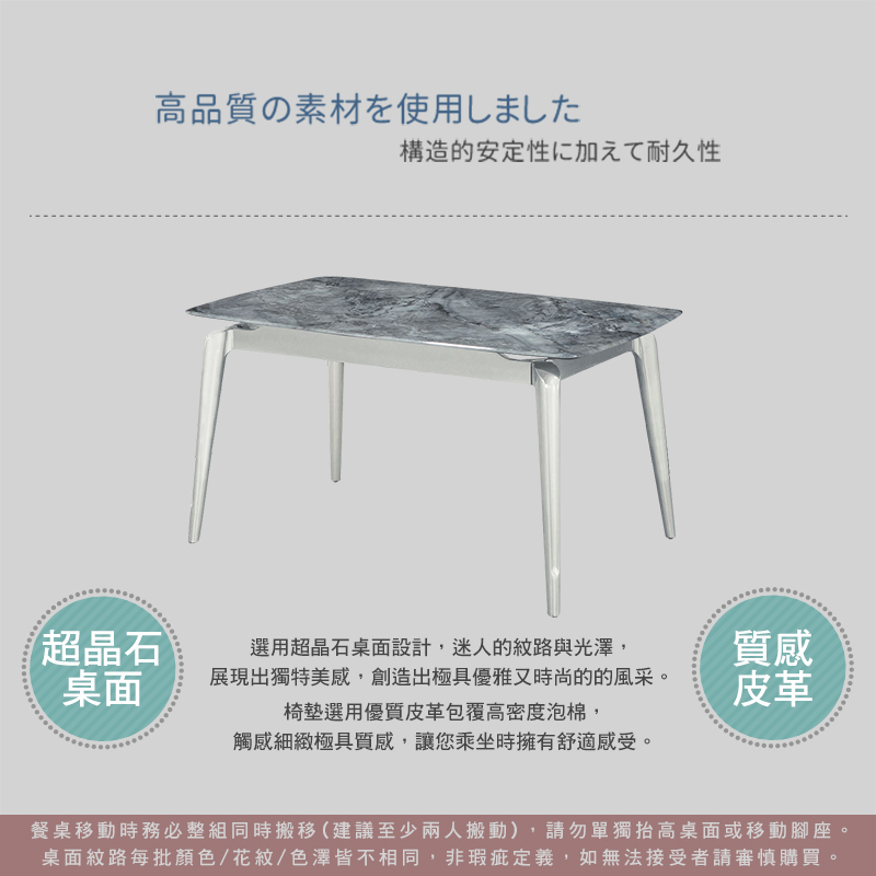 BODEN 布拉爾4.6尺工業風超晶石面餐桌椅組合(一桌四椅 BODEN 布拉爾4.6尺工業風超晶石面餐桌椅組合(一桌四椅