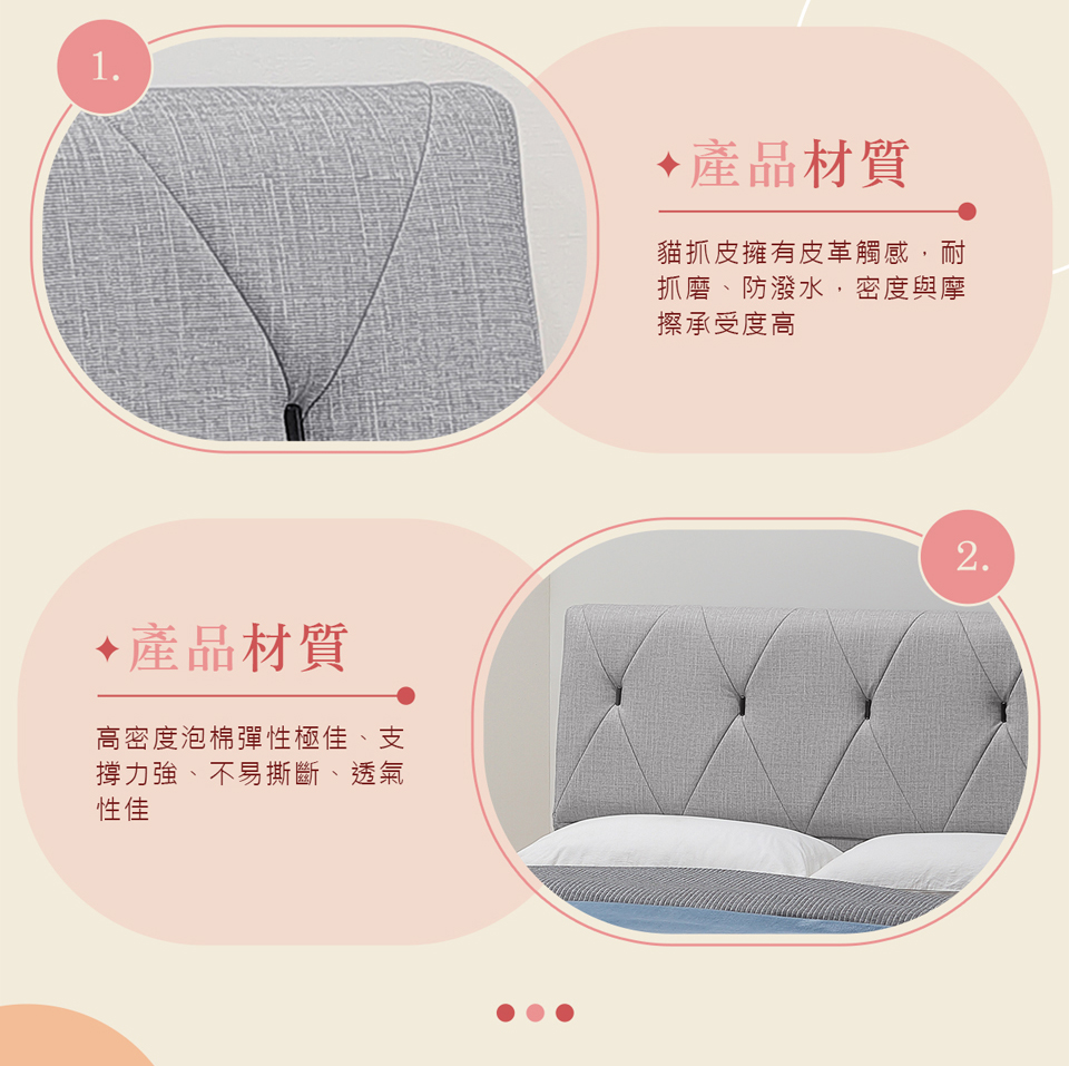 AT HOME 5尺平面菱格紋貓抓皮床頭片 日式簡約(喬伊詩 AT HOME 5尺平面菱格紋貓抓皮床頭片 日式簡約(喬伊詩