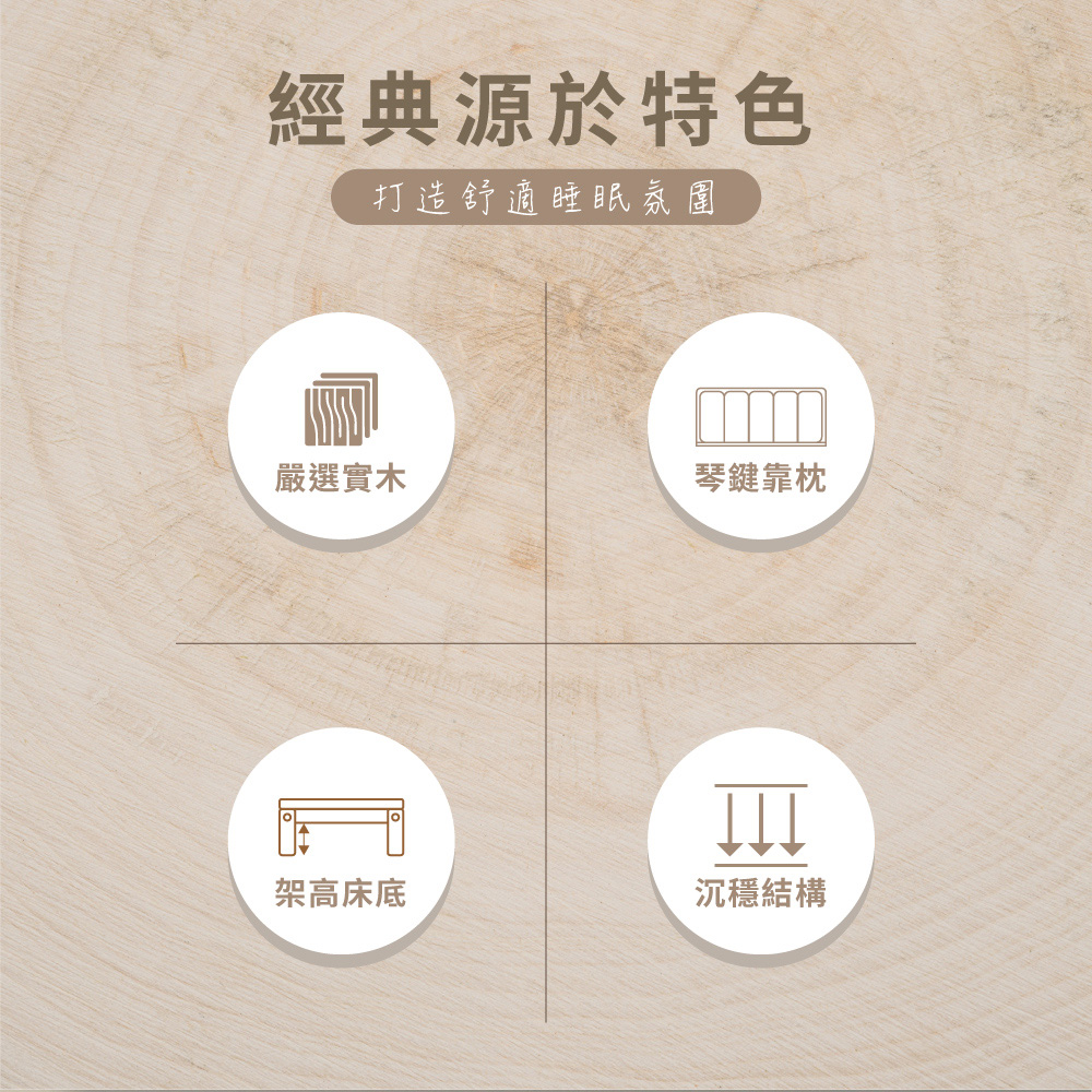 IHouse 無印日式實木 雙大6尺床組 3件組(909床頭 IHouse 無印日式實木 雙大6尺床組 3件組(909床頭