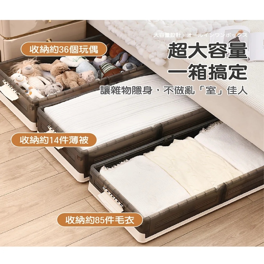 團購好物 扁平床底摺疊收納箱 矮款 1入(床底收納 衣物收納 團購好物 扁平床底摺疊收納箱 矮款 1入(床底收納 衣物收納