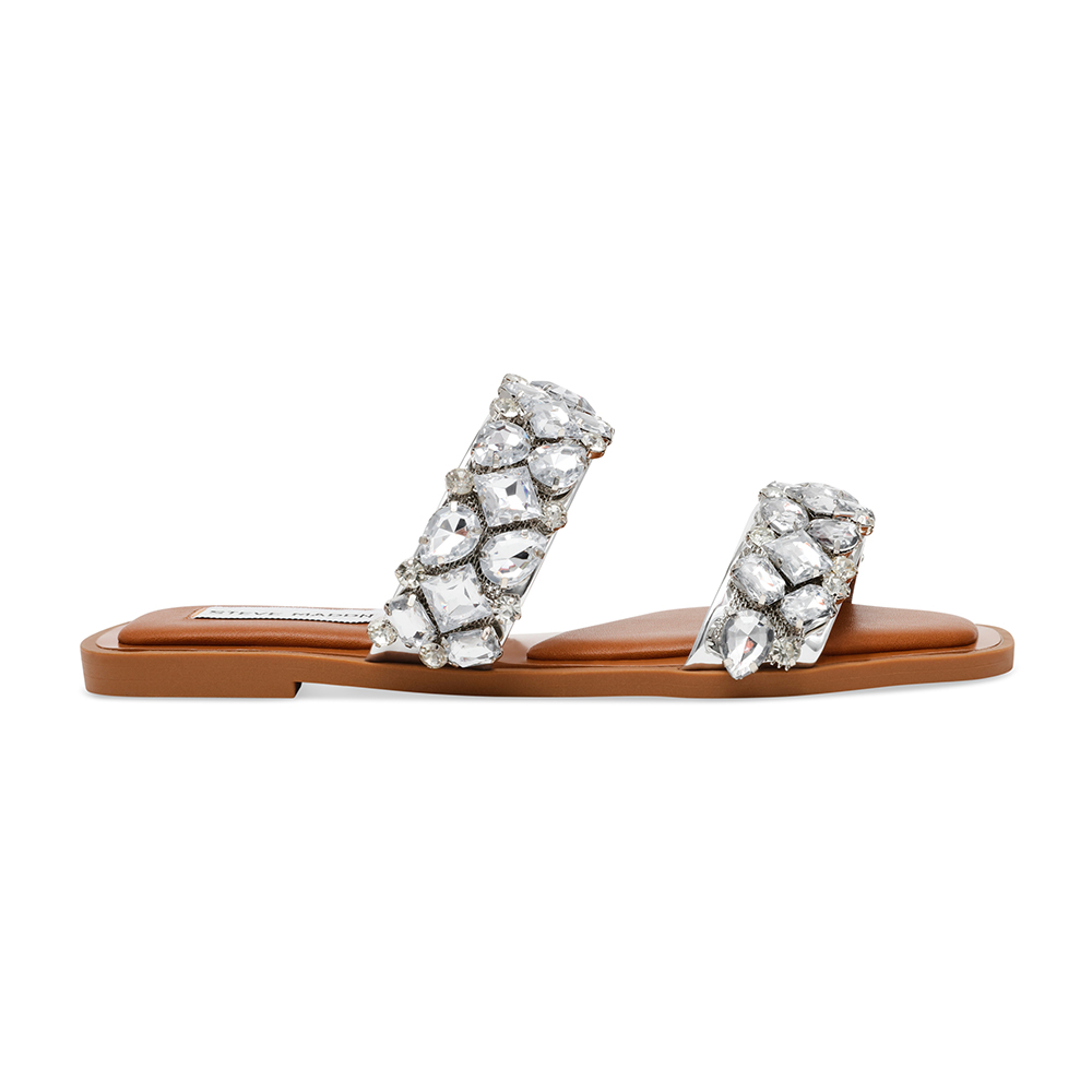 steve madden ASTAR 貴氣鑽面雙帶拖鞋(銀色 steve madden ASTAR 貴氣鑽面雙帶拖鞋(銀色