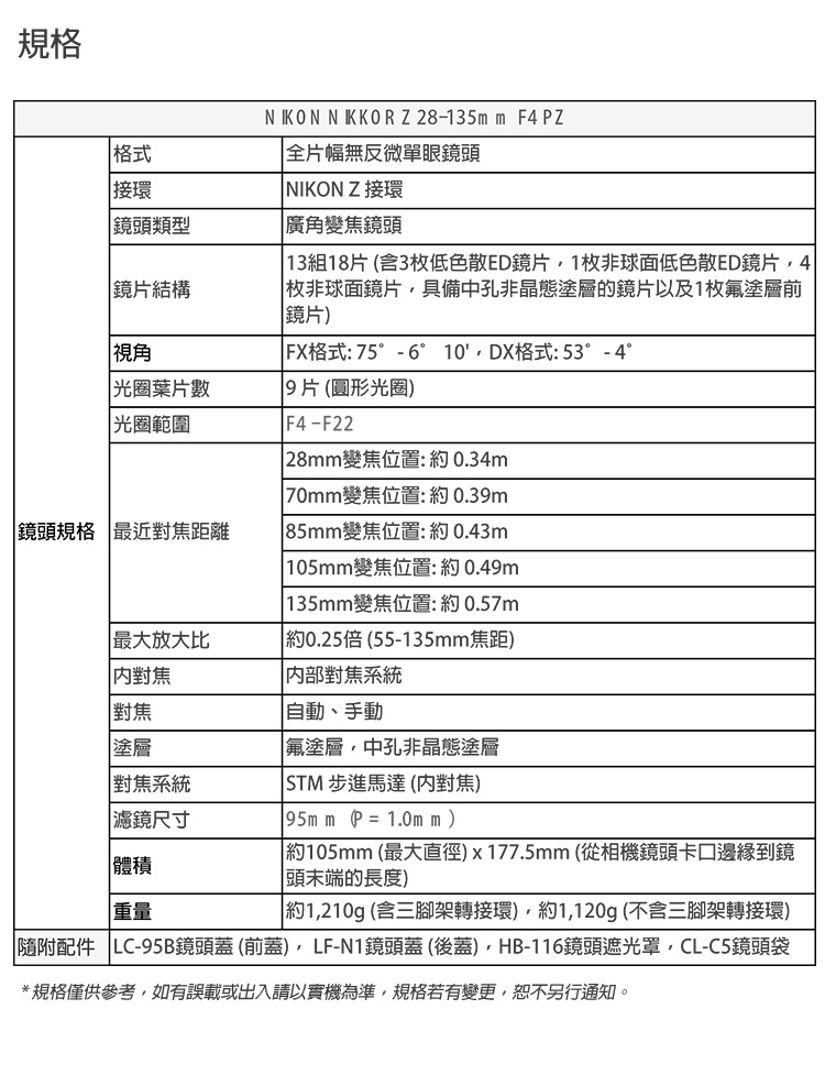 Nikon尼康 Z 28-135mm F/4 PZ - 詳情11