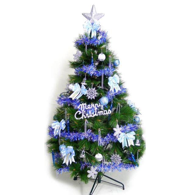 【聖誕裝飾品特賣】台灣製6尺-6呎(180cm特級綠松針葉聖誕樹+藍銀色系配件組（不含燈)