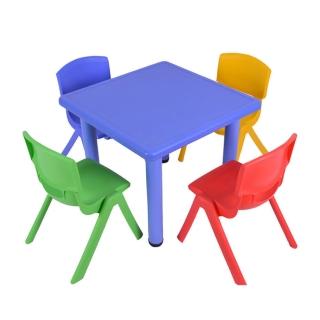 【WASHAMl】韓式撞色多彩兒童遊戲桌椅(一桌二椅-附學習圖案版)