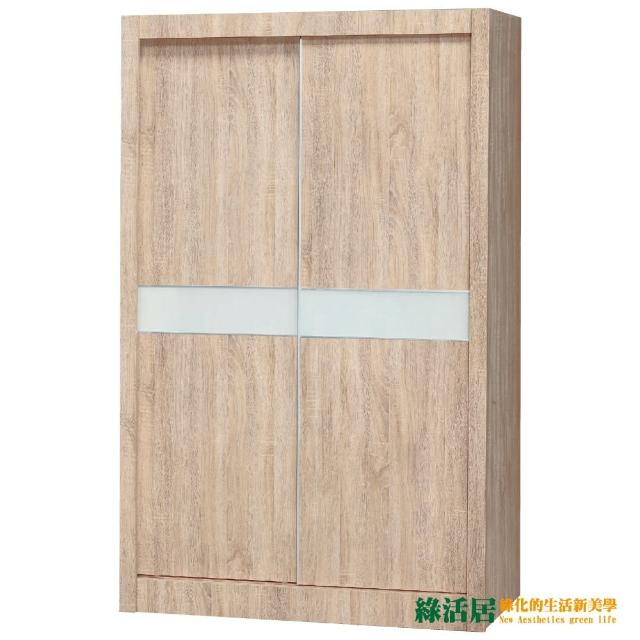 【綠活居】歐慕斯  橡木紋4X7尺推門衣櫃(單抽+吊桿x3)