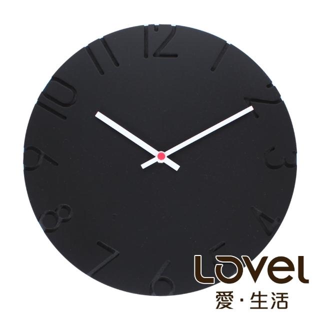 【LOVEL】30cm 鏤刻靜音機芯掛鐘-黑(W317N-BK)