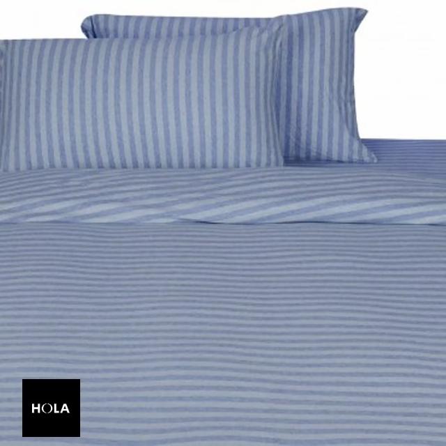 【HOLA】HOLA home自然針織條紋床包 加大 經典淺藍