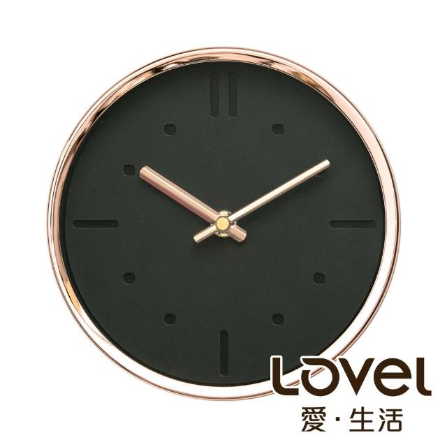 【LOVEL】16cm 典雅玫瑰金框靜音時鐘-超時空黑(M736RY-BK)