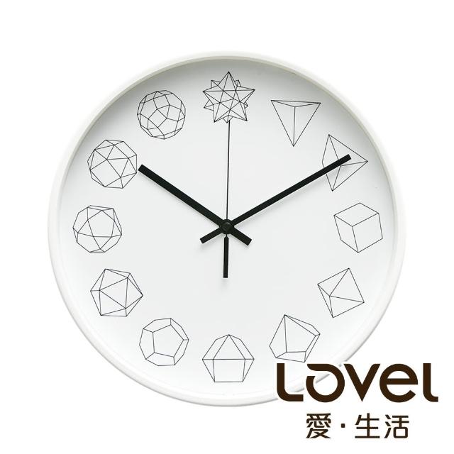 【LOVEL】30cm 幾何金屬框靜音時鐘-白(G721W-WH)
