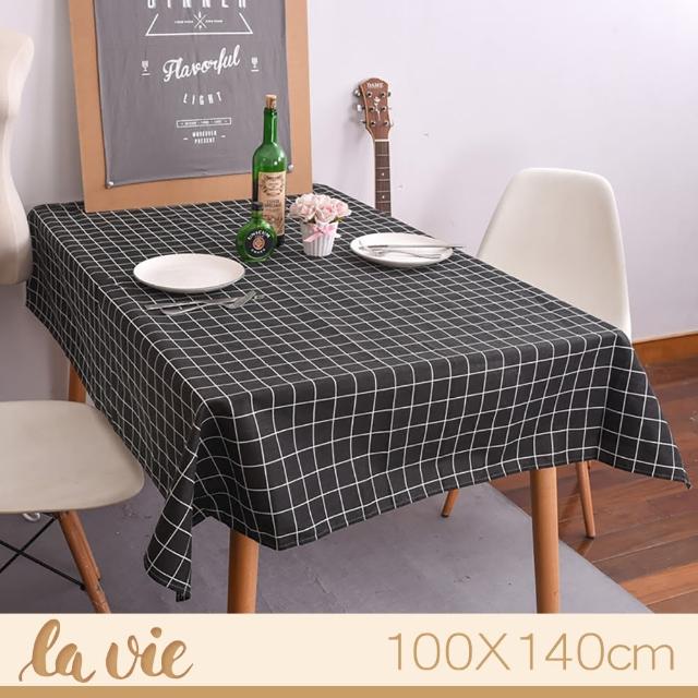 【La Vie】zakka 現代簡約黑色格子餐桌布(100X140cm)