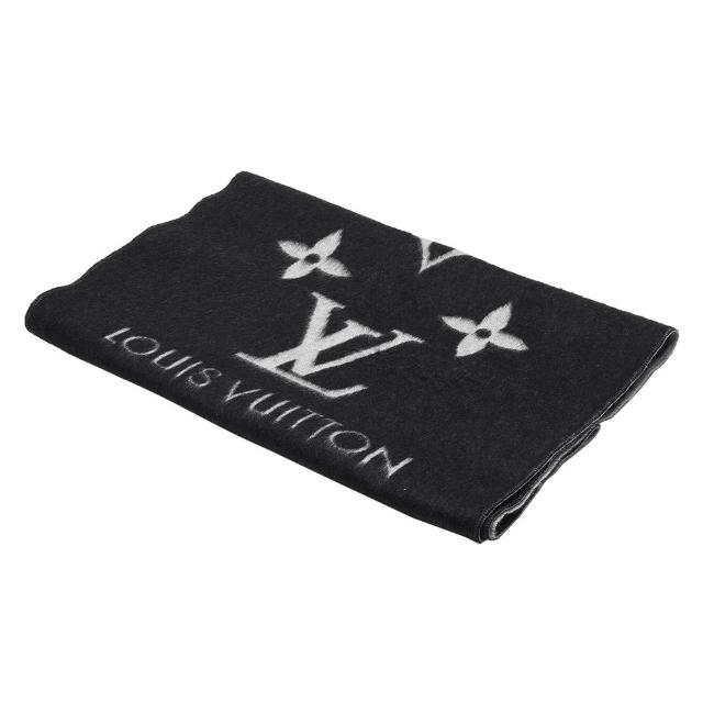 【Louis Vuitton 路易威登】M71040 Reykjavi MONOGRAM暗花圖案圍巾(黑)